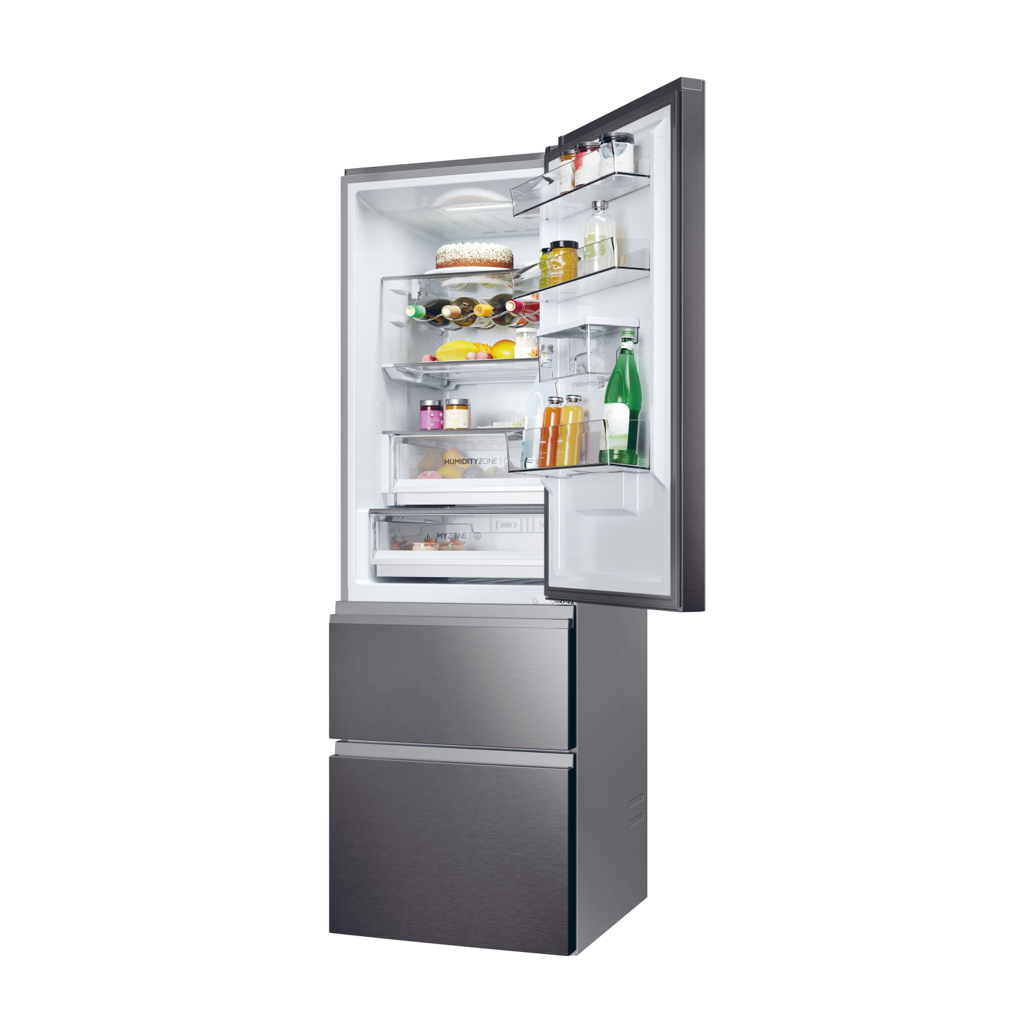 Haier HTW5618EWMP 59.5cm 60/40 Frost Free Fridge Freezer - Dark